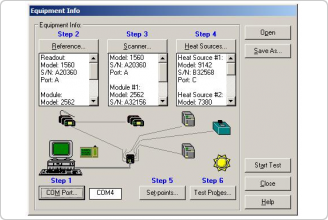 Equipment Info dialog showing instrument configuration