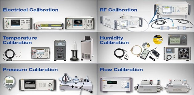 電気、温度、圧力、RF、湿度、および流量校正の分野における校正器および参照標準
